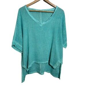 Meo Meli Teal Women's Linen Blouse